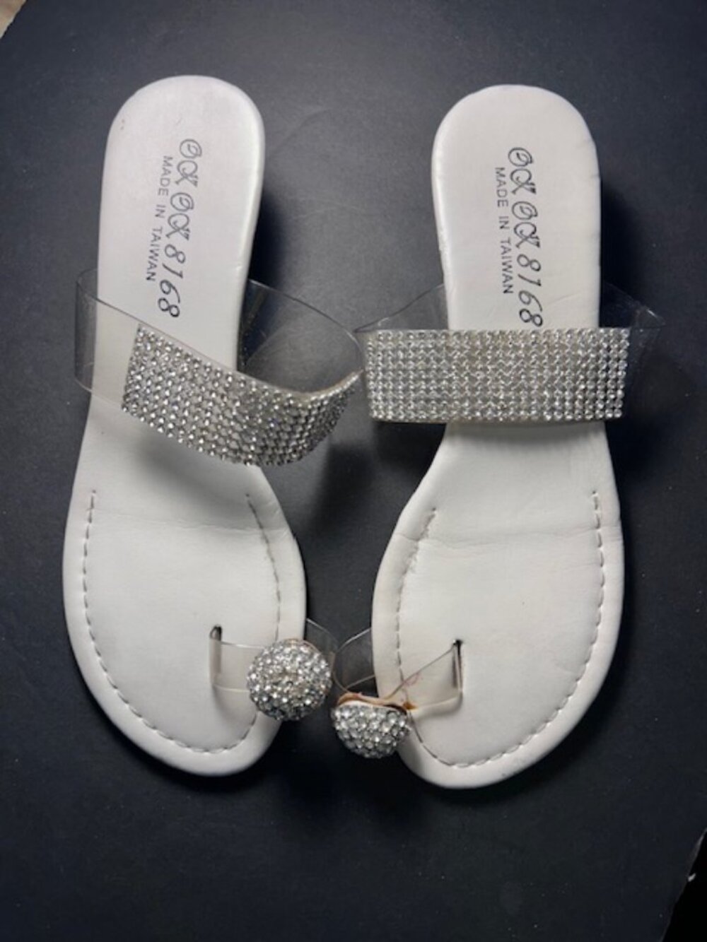 Vintage Bling Rhinestone Sandals, Open Toe, Petite Women Size 6 or Asian 22.5